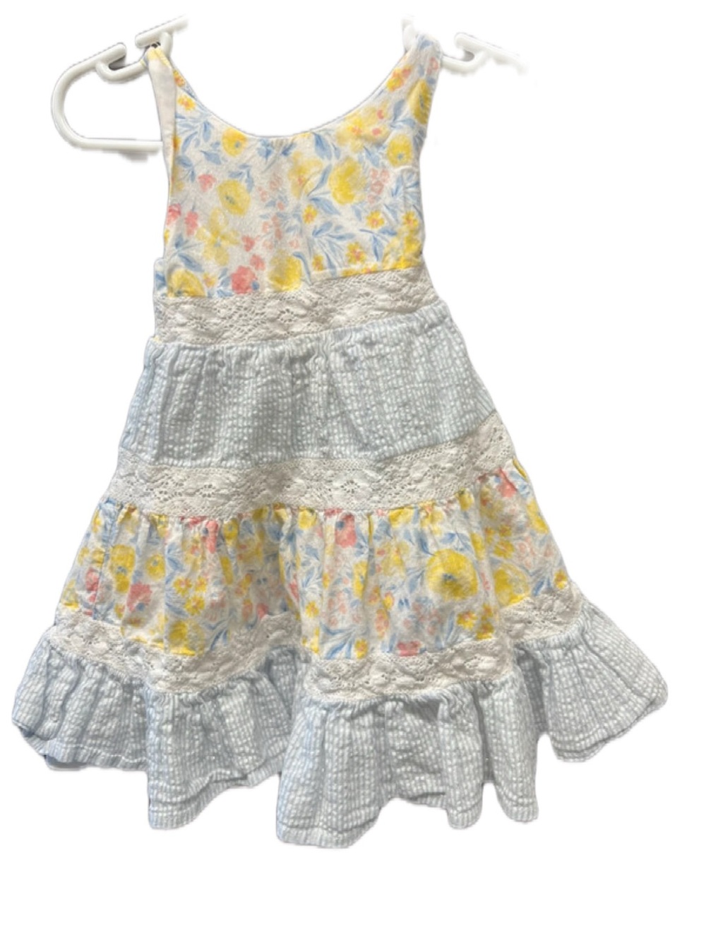 Tommy Bahama Girls Floral Tiered Sundress in Yellow, Blue, Pink, and White